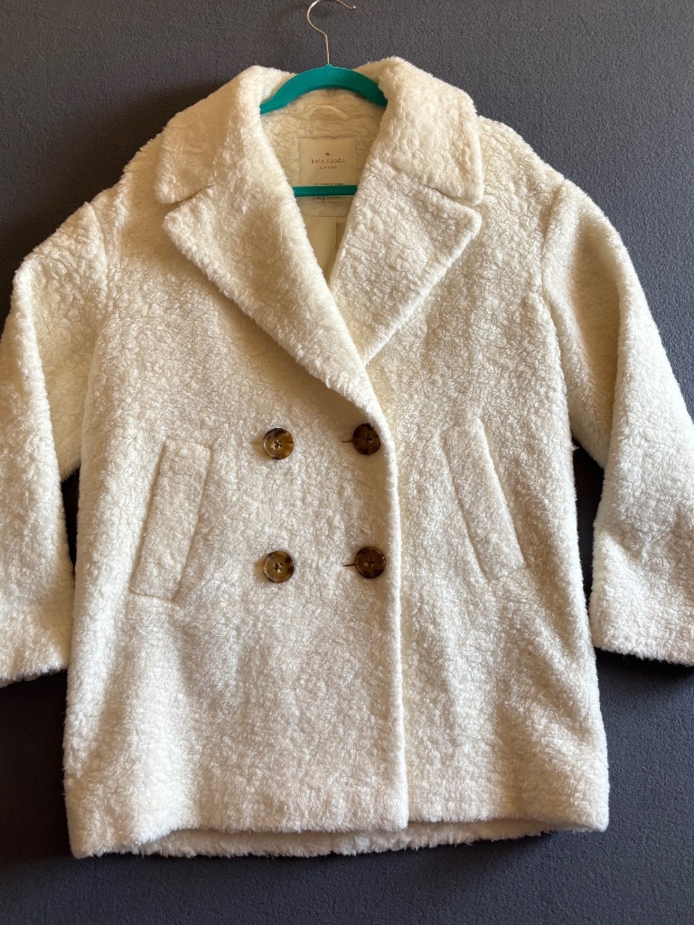 Kate Spade New York Teddy Faux Fur Button Up Coat Size XS